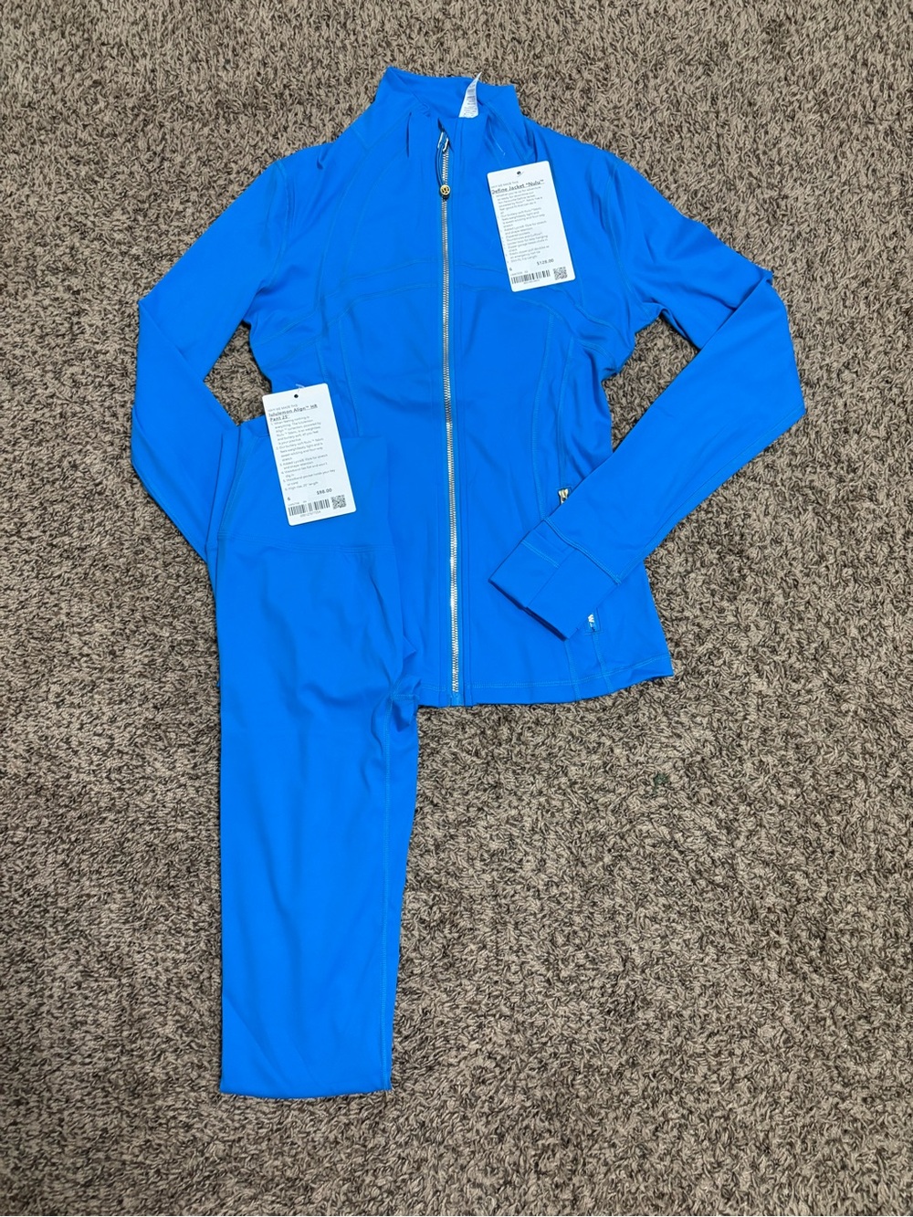 lululemon athletica Bright Blue Zip Jacket with Matching Leggings